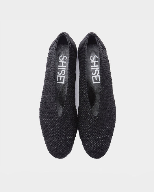 MESH ROUND V PUMPS / BLACK