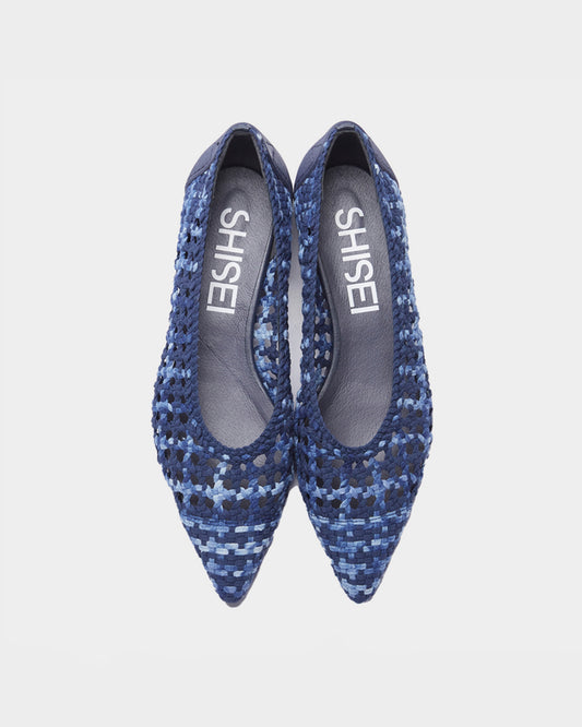 MESH POINTED U PUMPS / BLUE