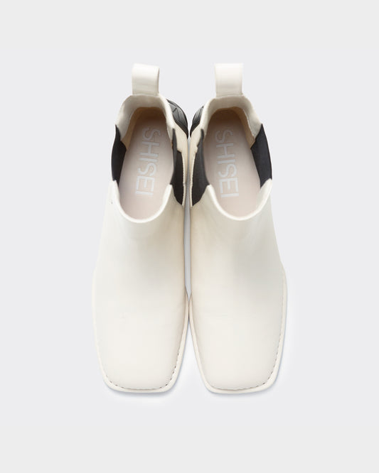 SQUARE SIDE GORE BOOTS / WHITExBLACK