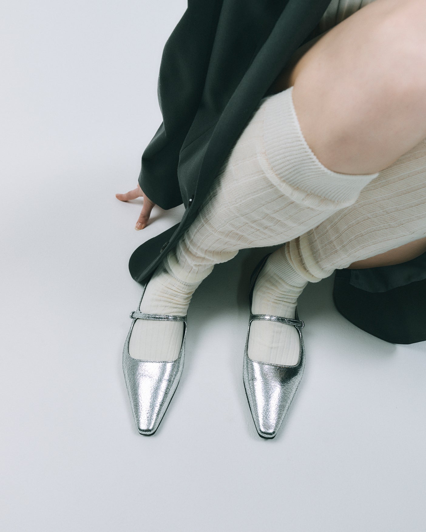 CHISEL TOE MARY JANE / SILVER