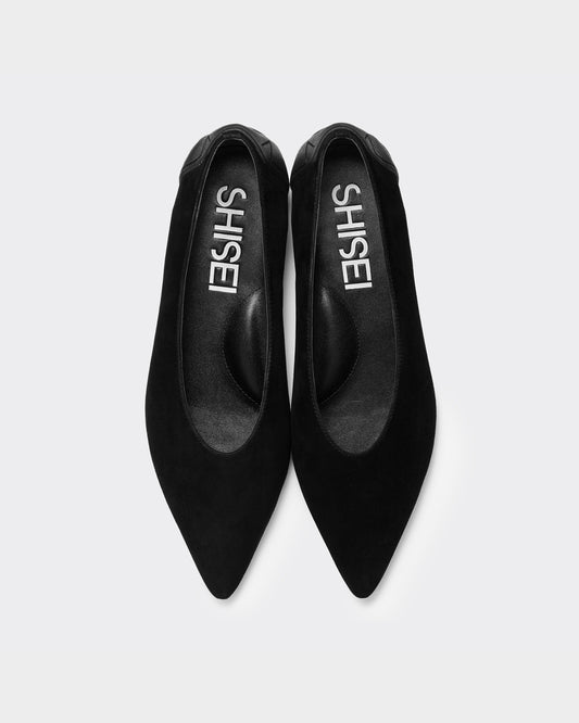 MM POINTED SUEDE U PUMPS / BLACK