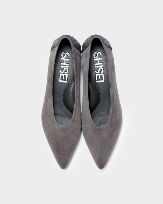 MM POINTED SUEDE U PUMPS / GRAY
