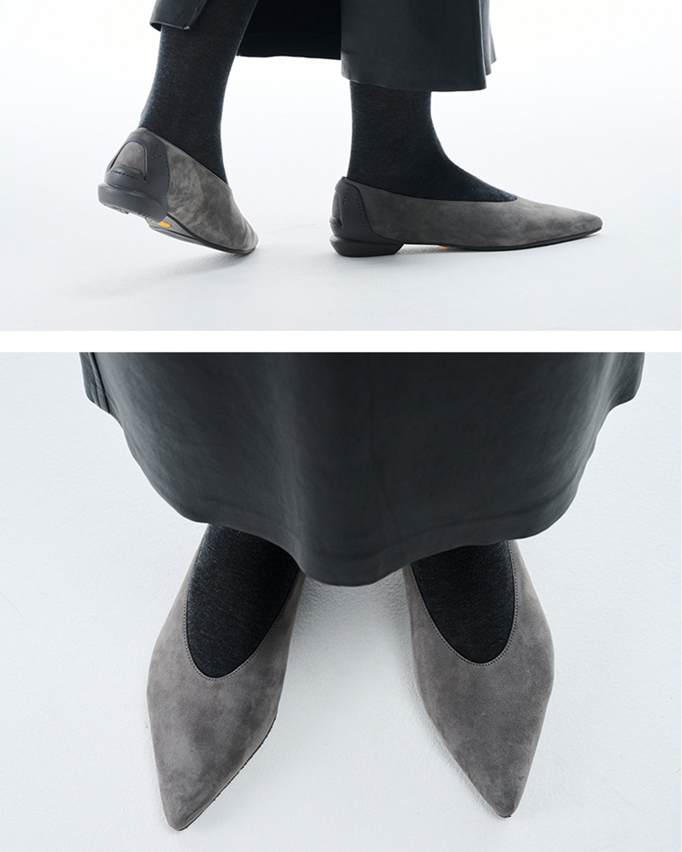 MM POINTED SUEDE U PUMPS / GRAY