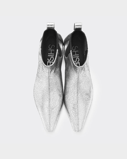 CHISEL TOE ANKLE BOOTS / SILVER
