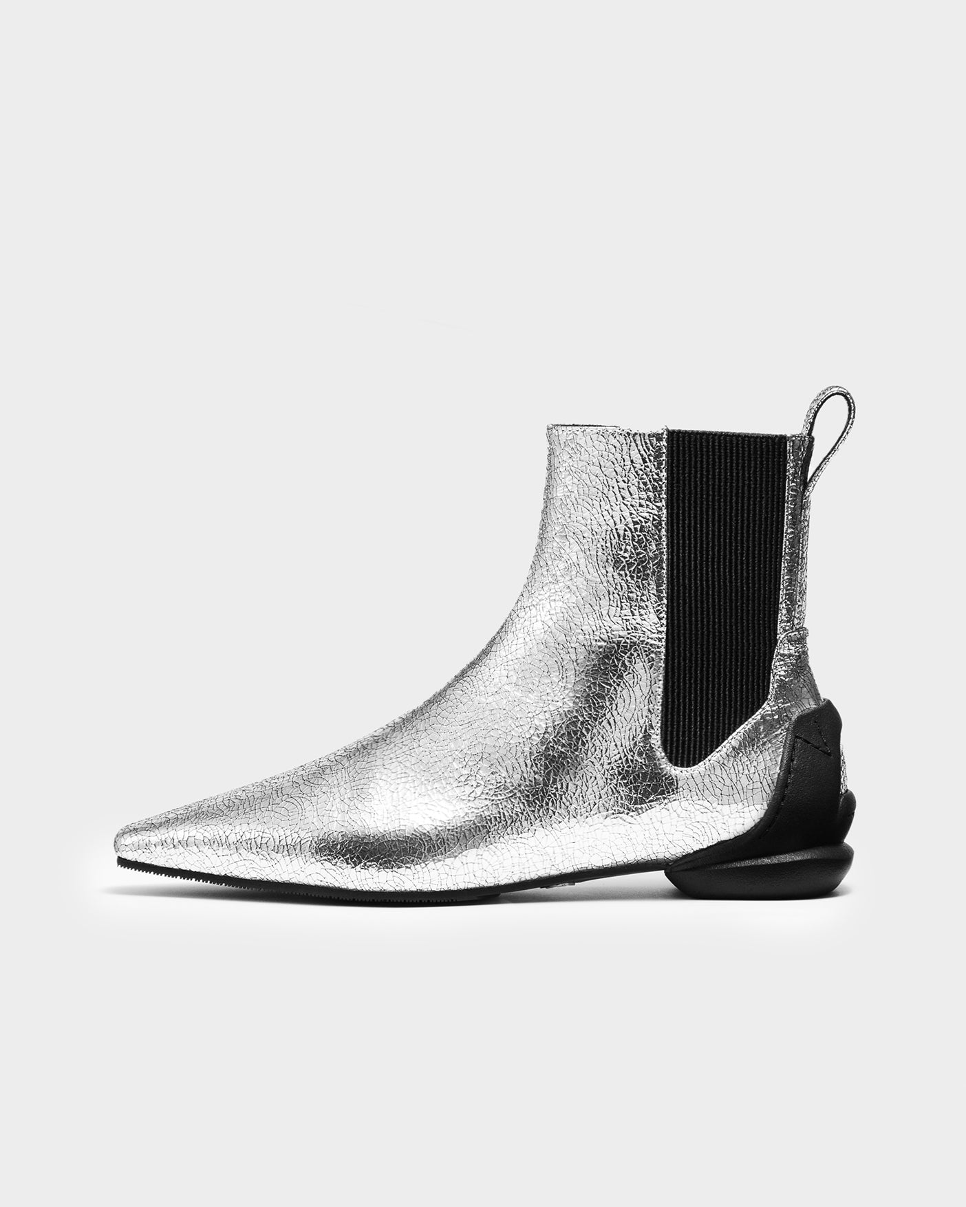 CHISEL TOE ANKLE BOOTS / SILVER