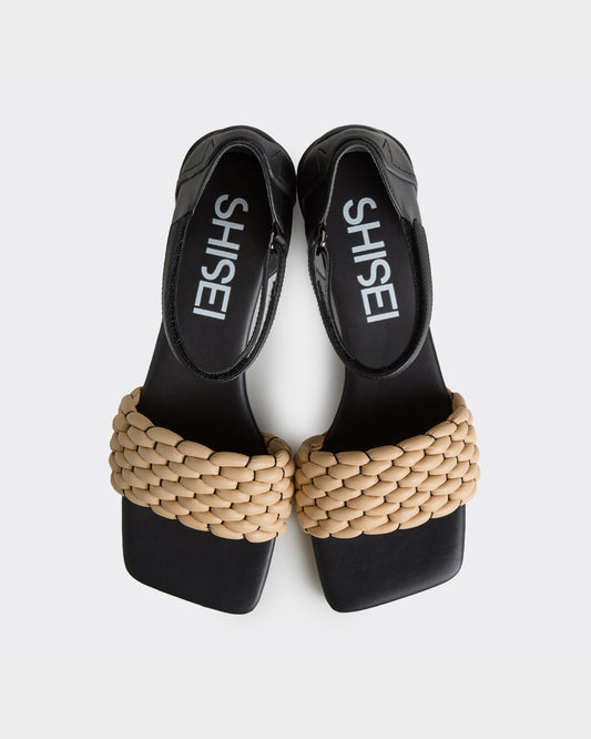 PADDED MESH SANDALS / BEIGExBLACK