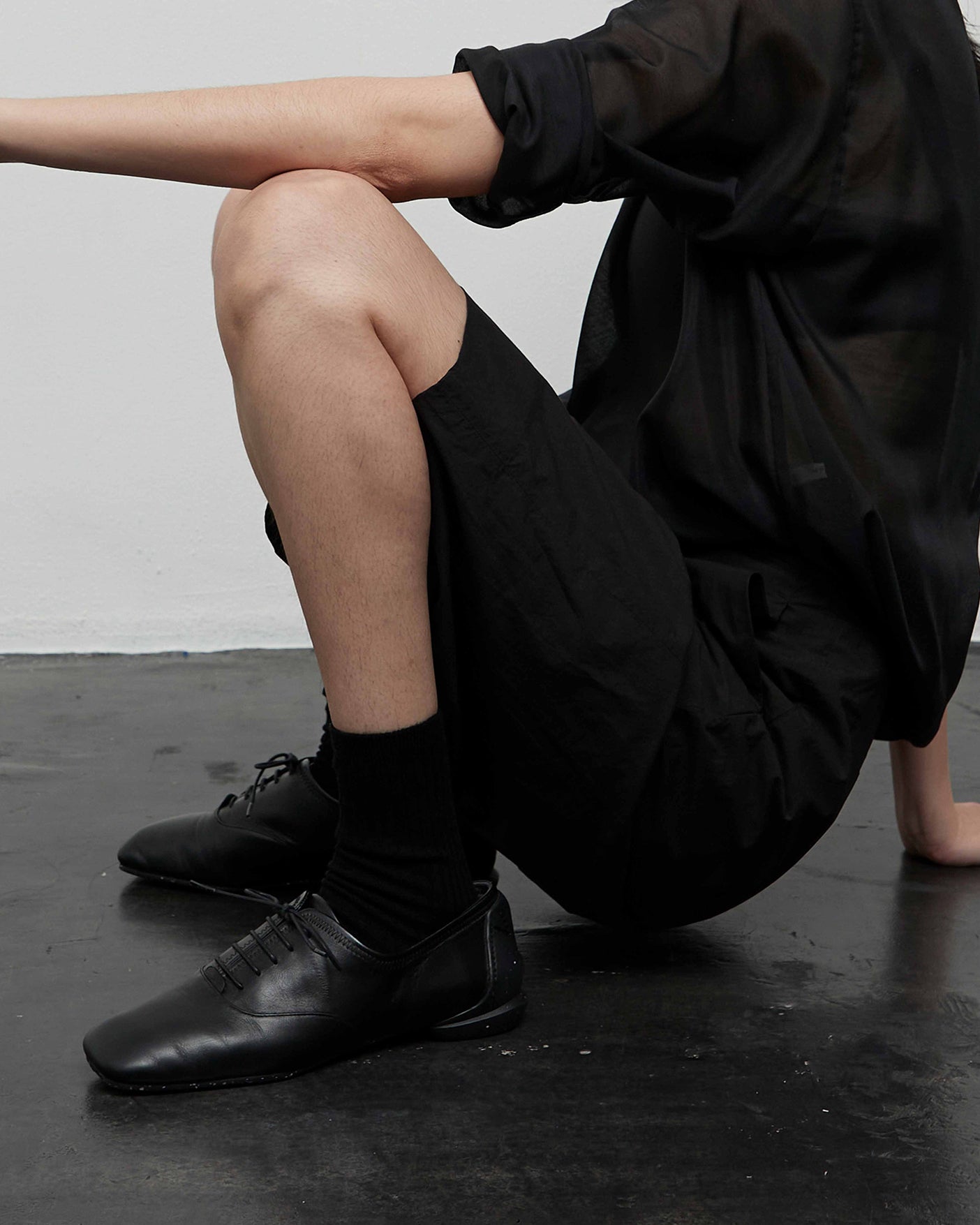 SQUARE LACE UP SHOES / BLACK(ECO) – SHISEI