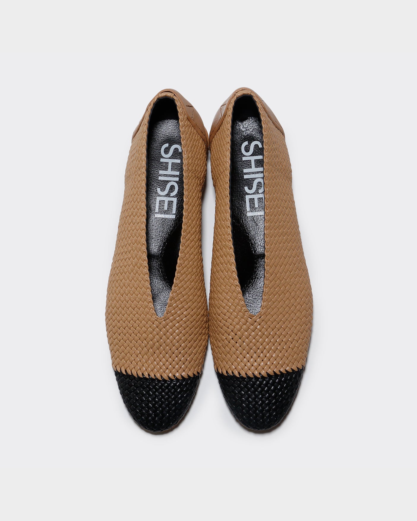 MESH ROUND V PUMPS / BEIGExBLACK