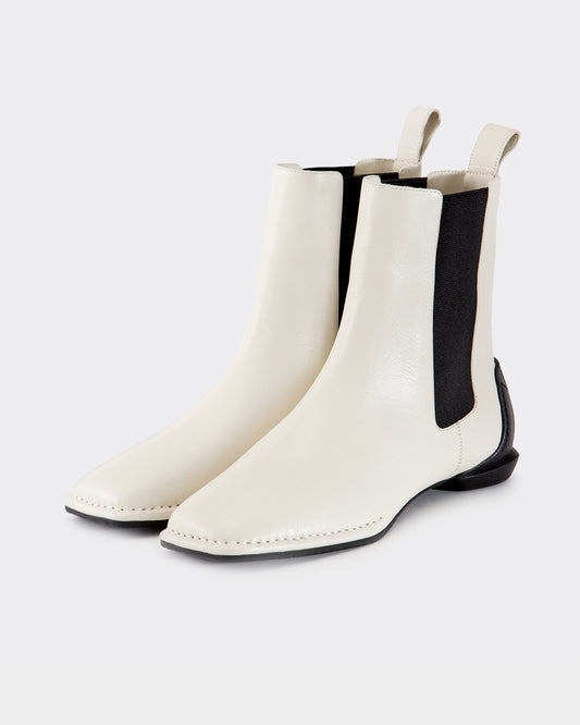 SQUARE SIDE GORE BOOTS / WHITExBLACK