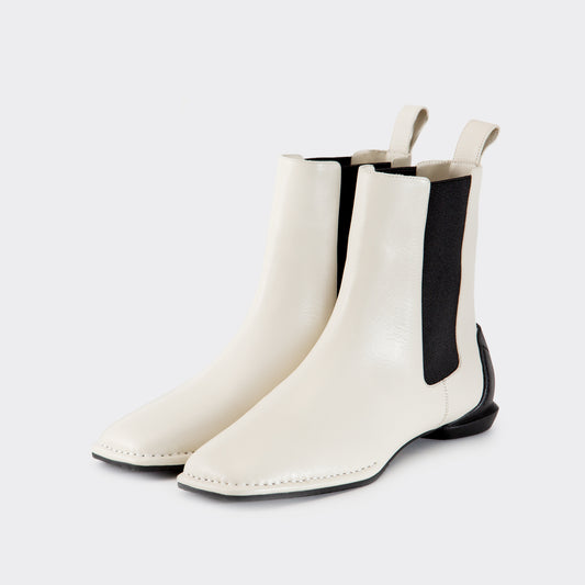 SQUARE SIDE GORE BOOTS / WHITExBLACK