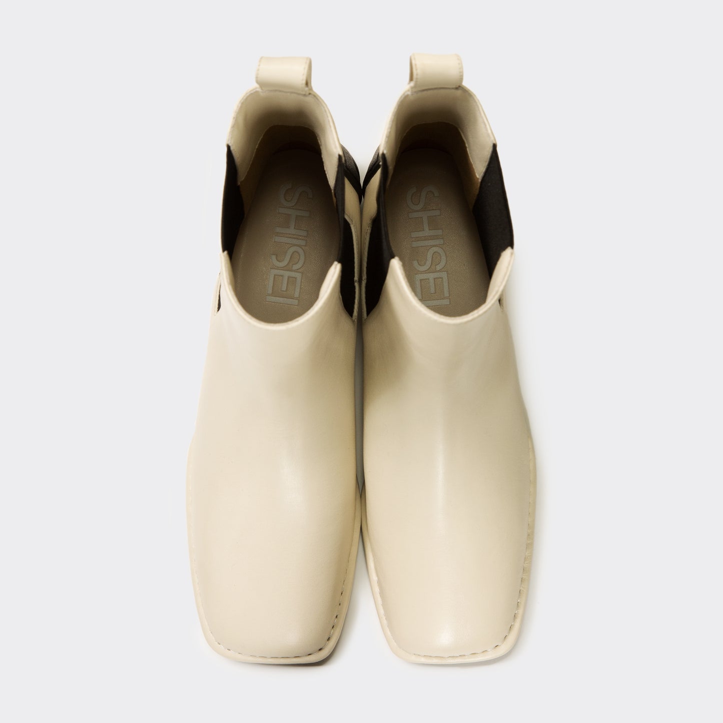 SQUARE SIDE GORE BOOTS / WHITExBLACK