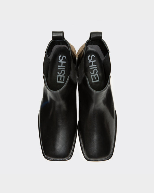 SQUARE SIDE GORE BOOTS / BLACKxCAMEL