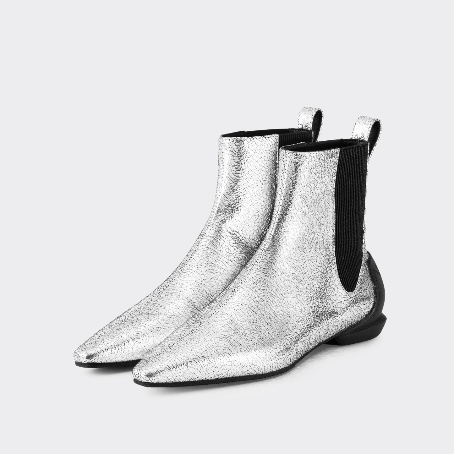 CHISEL TOE ANKLE BOOTS / SILVER