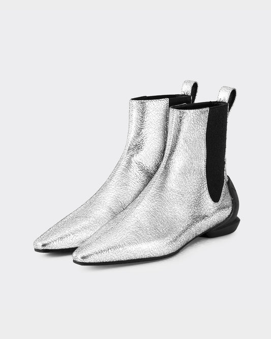 CHISEL TOE ANKLE BOOTS / SILVER