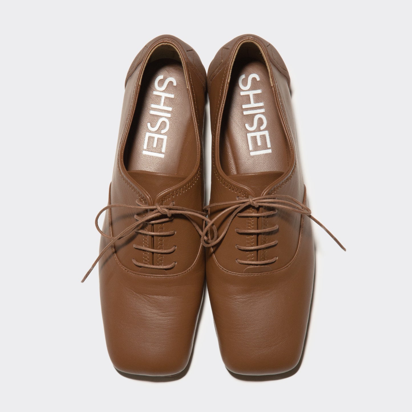 SQUARE LACE UP SHOES / BROWN