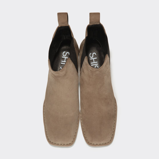 SQUARE SIDE GORE BOOTS / TAUPE(SUEDE)